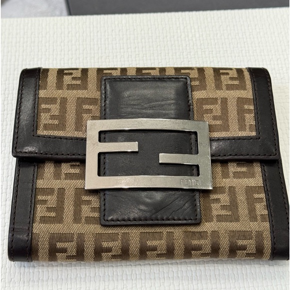 Fendi Handbags - Fendi Zucca Canvas Trifold Wallet
